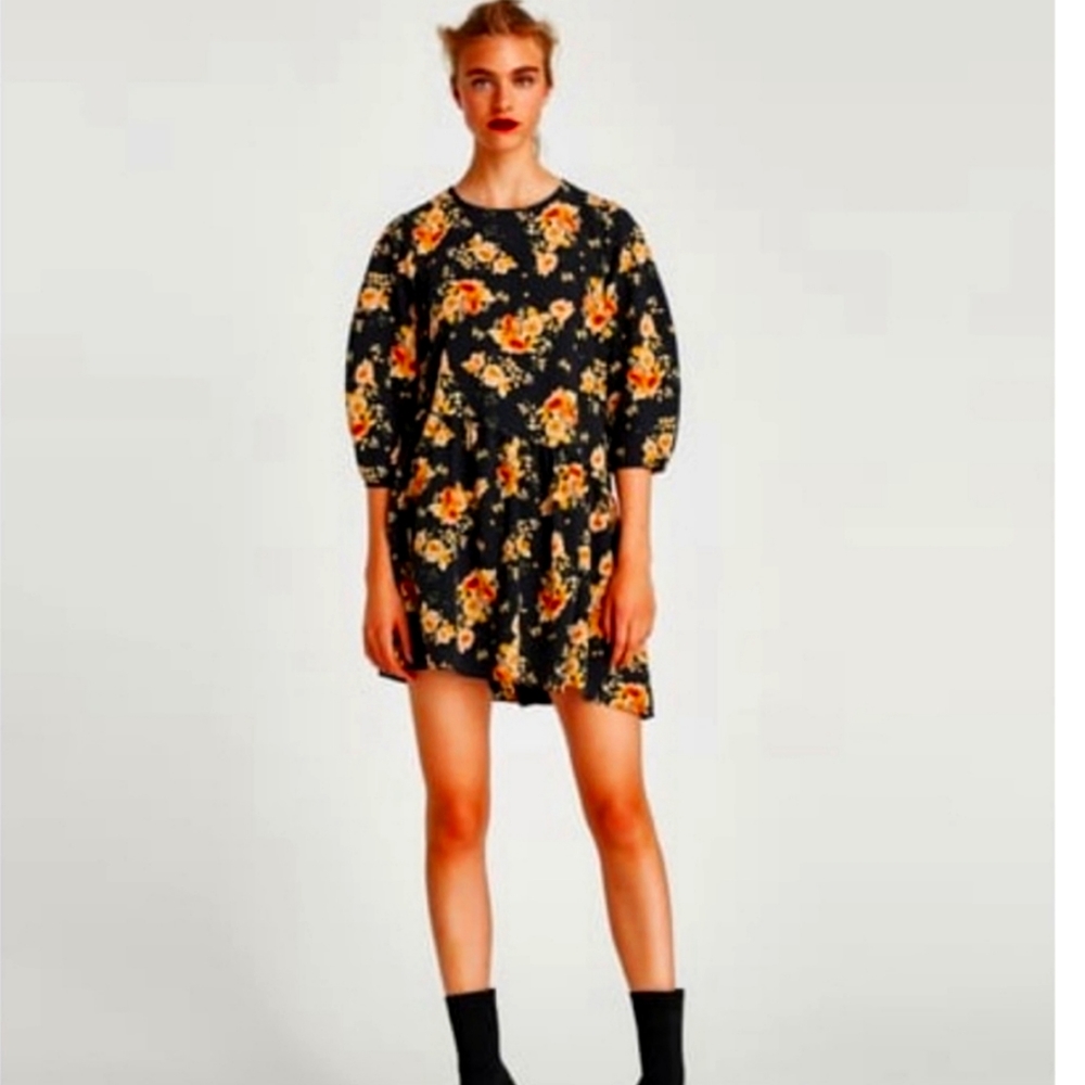 Zara Basic Collection Floral Long Sleeve Romper
